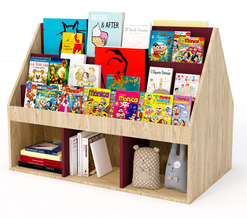 A multi-use bookshelf in a children's reading corner at school