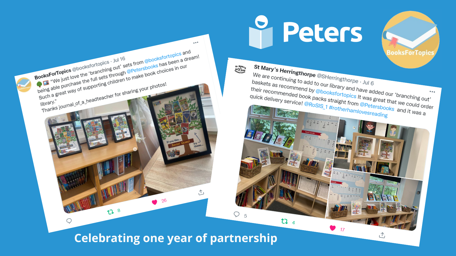 Celebrating Peters partnership with books for topics 