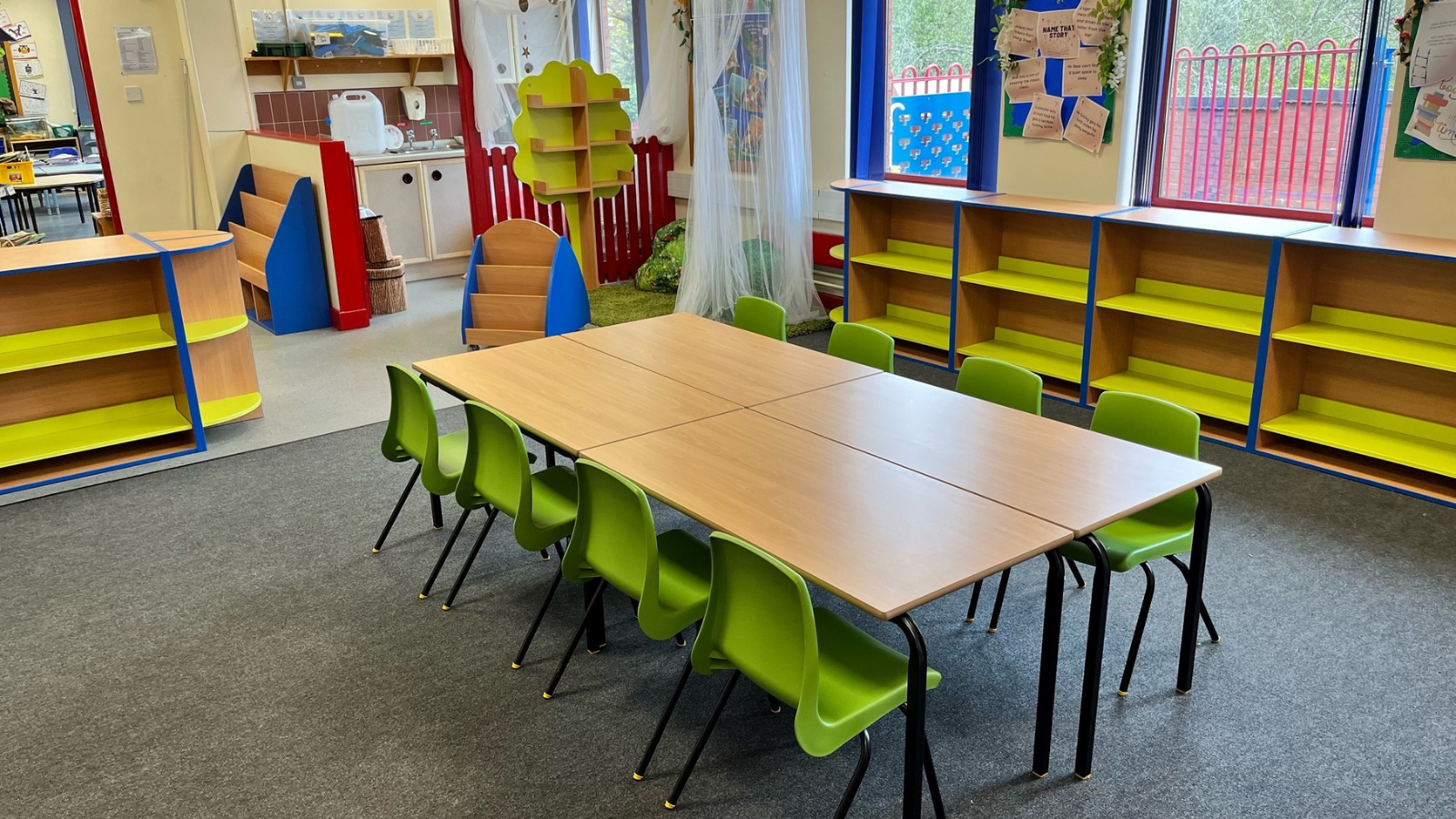 Study tables and bookcases for schools supplied by Peters