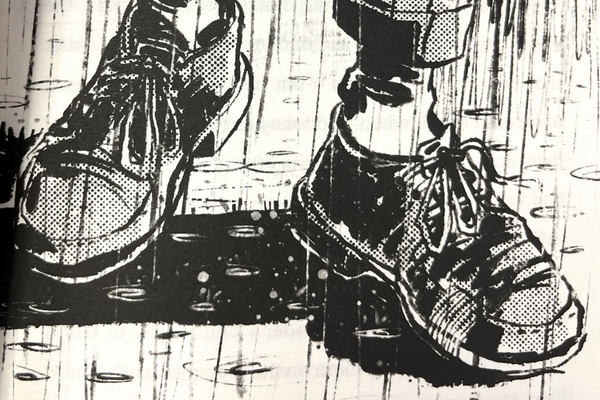 Example illustration from The Wrong Shoes by Tom Percival