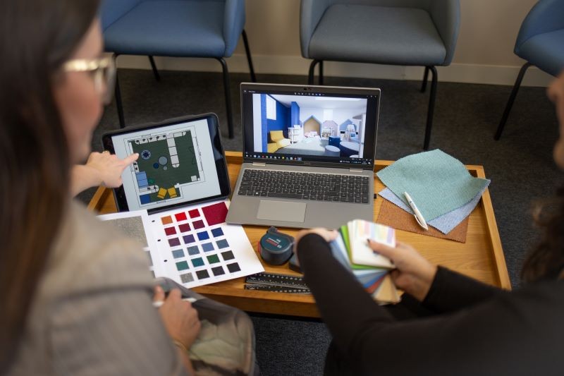 Our interior design team creating innovative book displays and classroom reading areas for schools. 