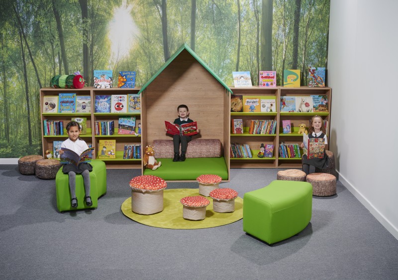 Contemporary library space design with new library furniture for primary schools 