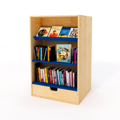 Apto double sided bookshelf with drawers - 120cm